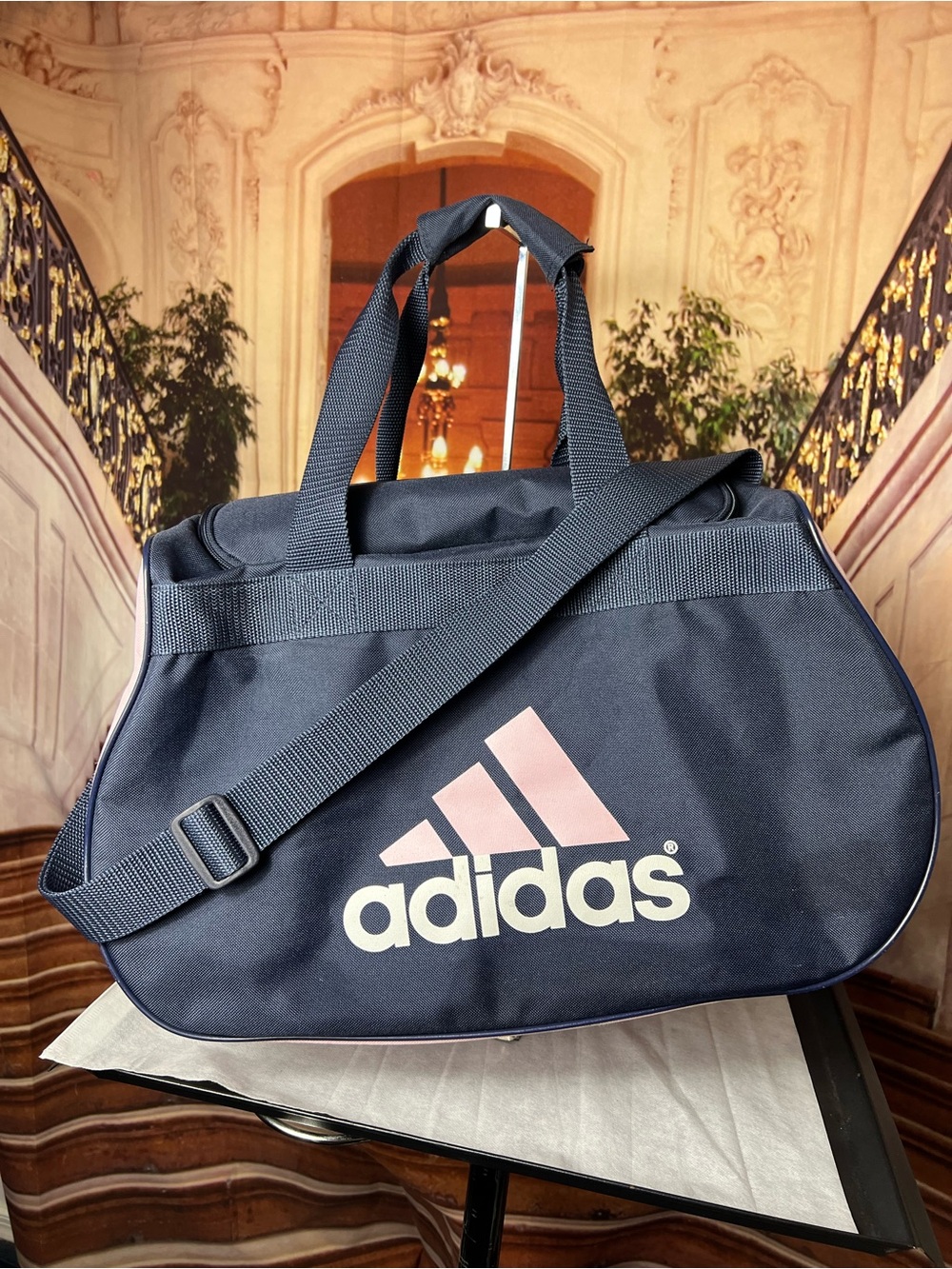 adidas Navy and Pink Sport Duffel Weekender Bag, excellent condition